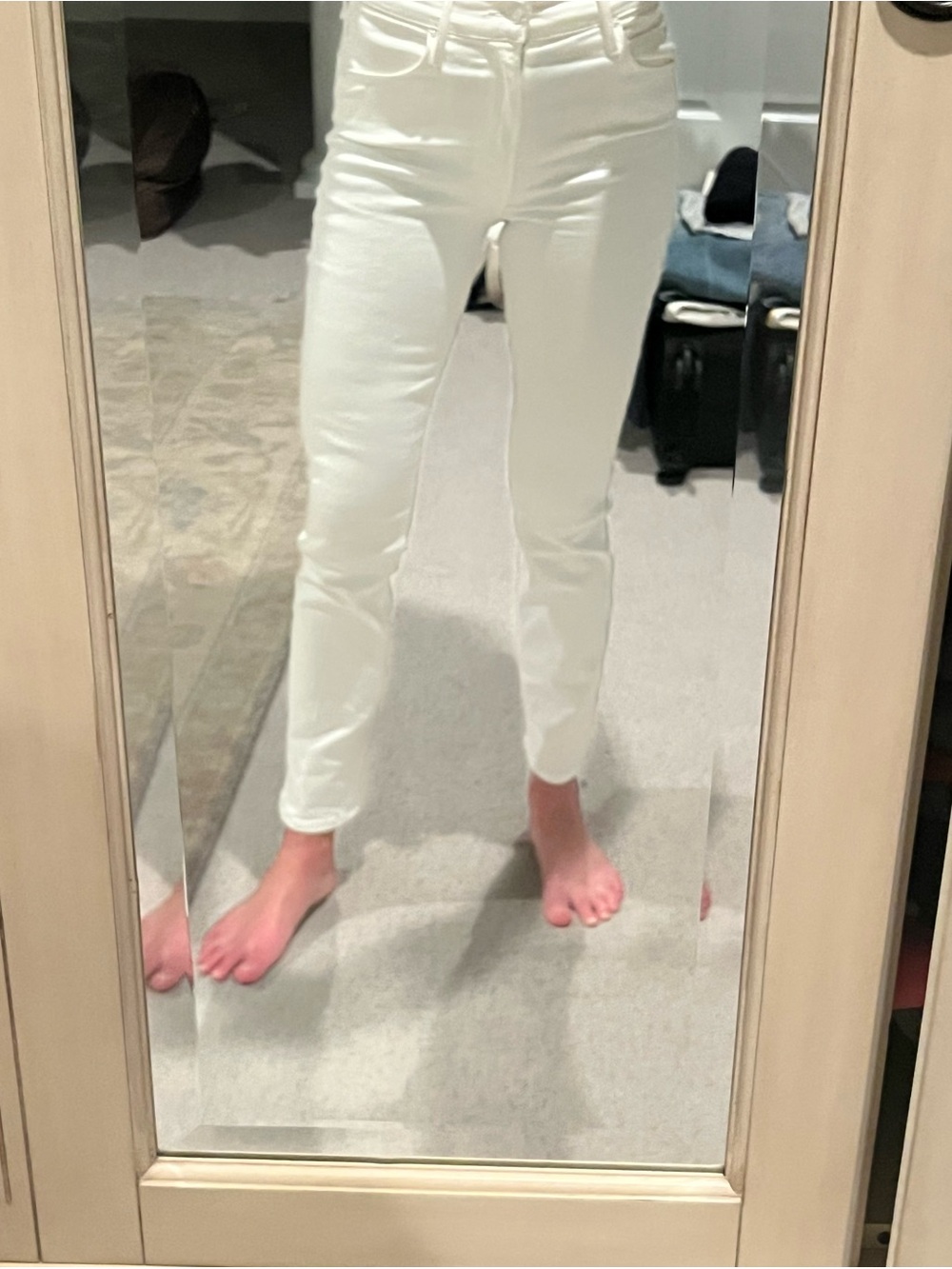 MOTHER White High-Rise Cropped  - mid rise dazzler ankle fairest of them all